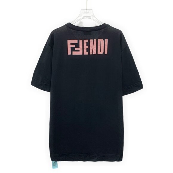 Fendi Black & White Color-Blocked "Freedom" Print Cotton Round-Neck Short-Sleeve - Picture 7 of 7
